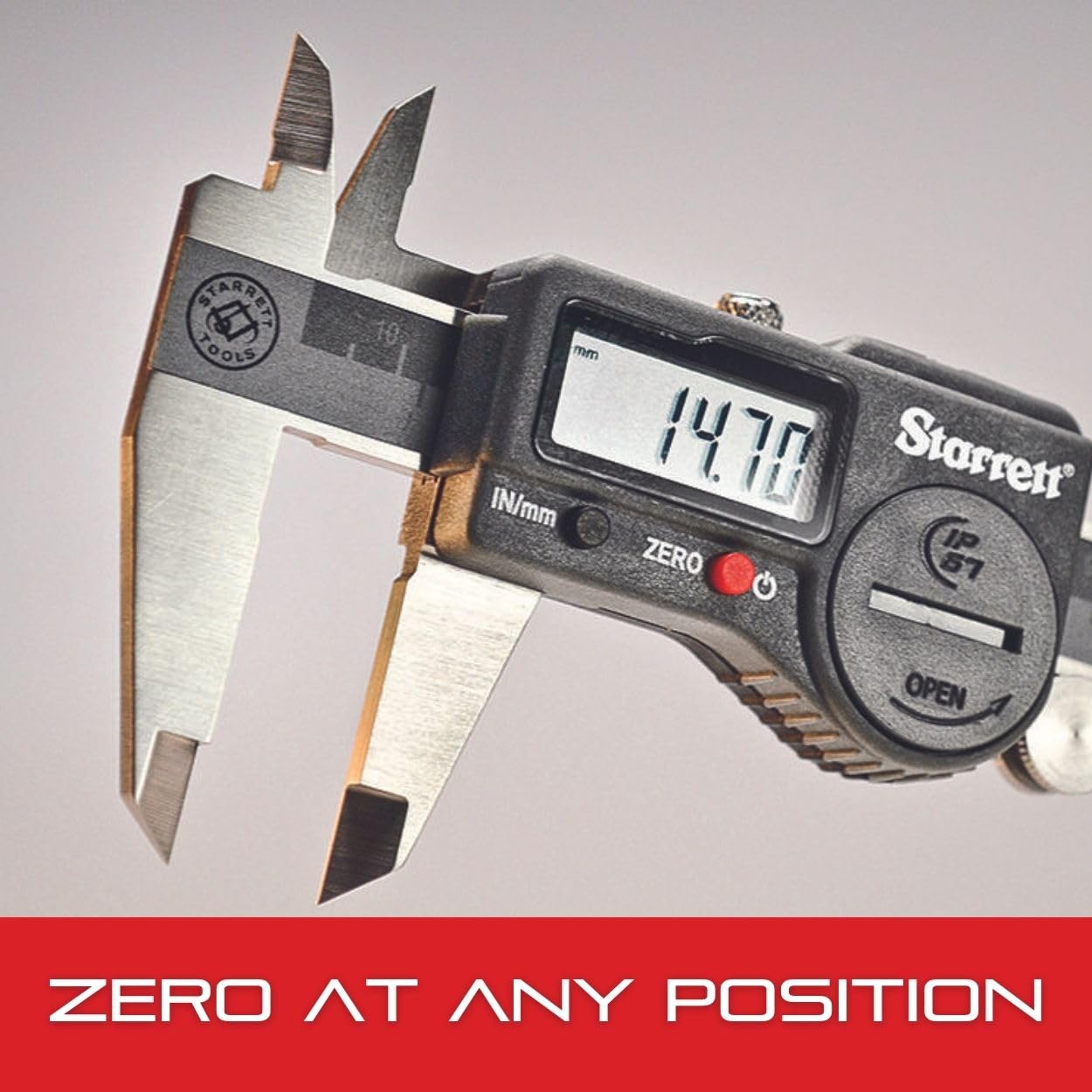 Starrett Electronic Caliper with Hardened Stainless Steel Body and Integrated Depth Rod - Auto-Off Feature, 0-12" Range, .0005" Resolution - EC799B-12/300
