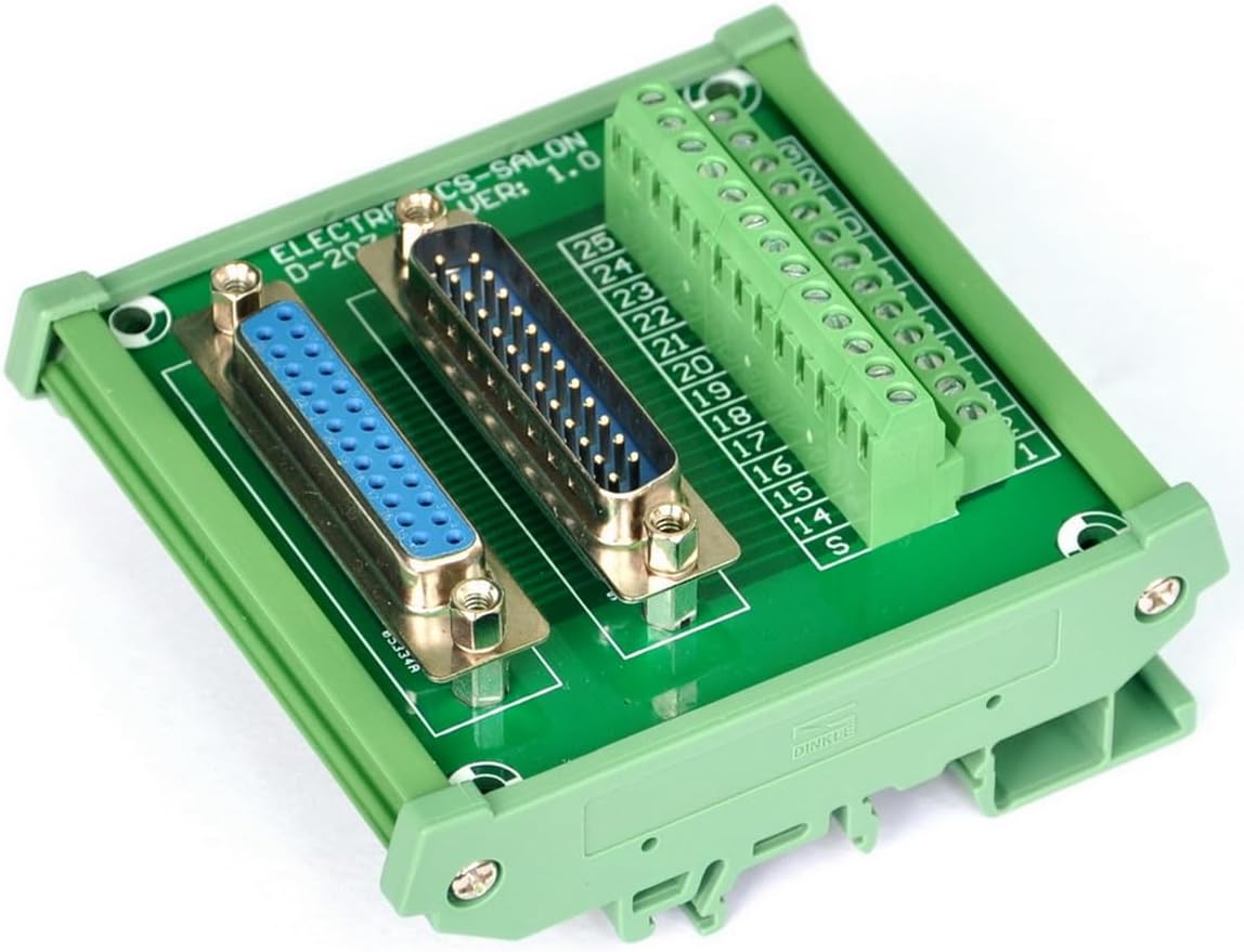 Electronics-Salon DB25 D-SUB DIN Rail Mount Interface Module, Male/Female, DSUB Breakout Board.