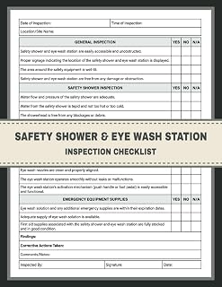 Safety Shower & Eye Wash Station Inspection Checklist: Emergency Safety Shower & Eyewash Station Testing and Inspection Report Book for Ensuring Workplace Safety and Regulatory Compliance