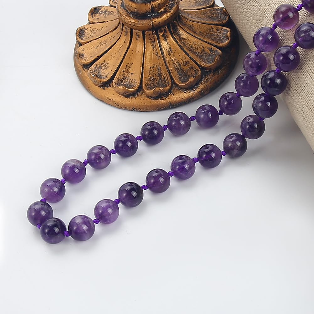 Treasure Bay Favolosa collana per ragazze, gemma di ametista naturale, 12 mm, (viola)