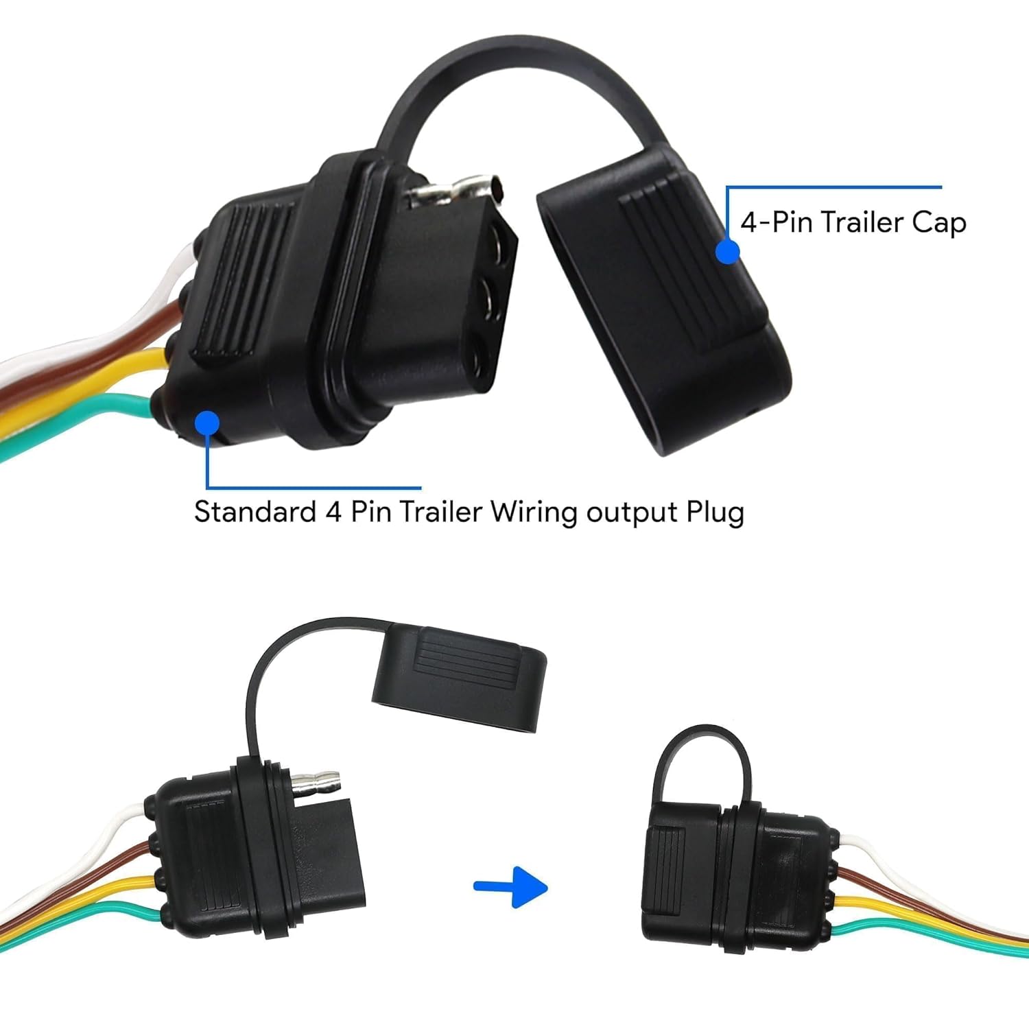 4 Pin Flat Trailer Wiring Harness Fit for Chevrolet Chevy Colorado GMC Canyon 2004-2012 for Isuzu I-280 I-290 I-350 I-370 2006-2008 4 Way Trailer Connector Tow Hitch Wiring Harness Kit 55510
