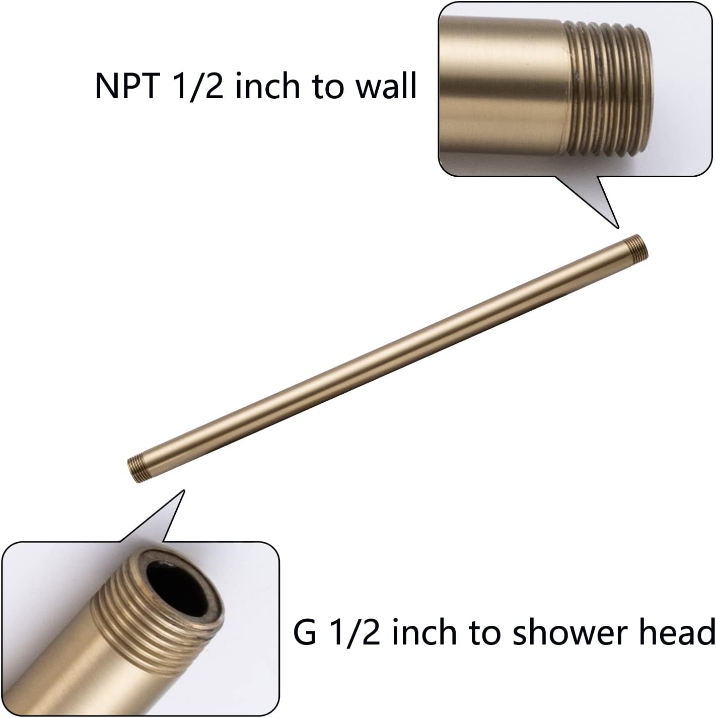 16 Inch Ceiling Mount Shower Arm and Flange, Brushed Gold,SW-91038-16BG.