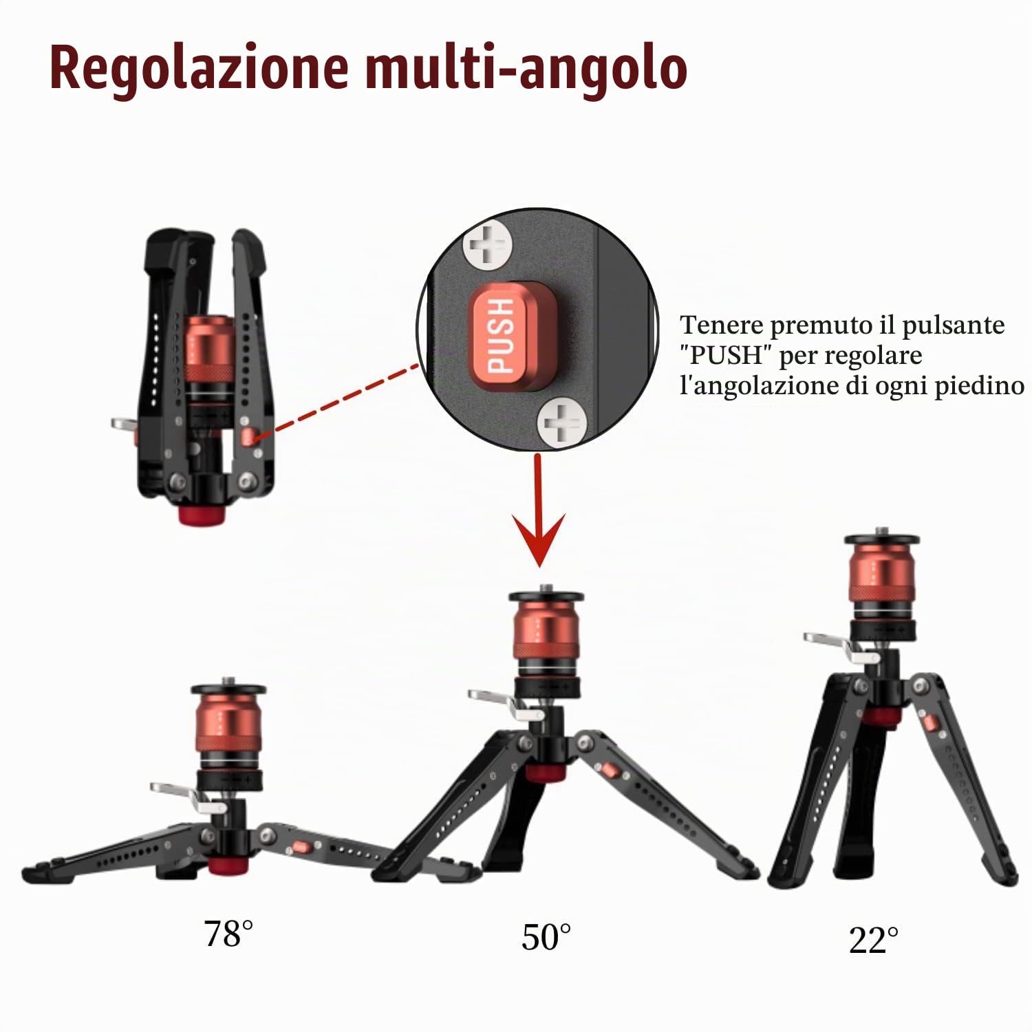 IFOOTAGE Cobra 3 Mini Treppiede da Tavolo Portatile con Controllo di Blocco del Pedale, Piattaforma a Sgancio Rapido, Carico Massimo 8kg
