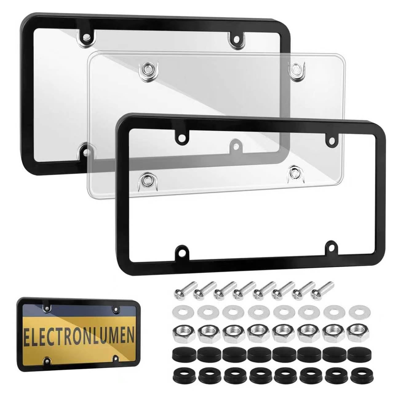Protective Cover for Car Truck SUV. Rustproof steel. Anti-scratch. Weatherproof. Clear Reflective Anti-Speed, Red Light &Toll Camera Plate Protector Frame