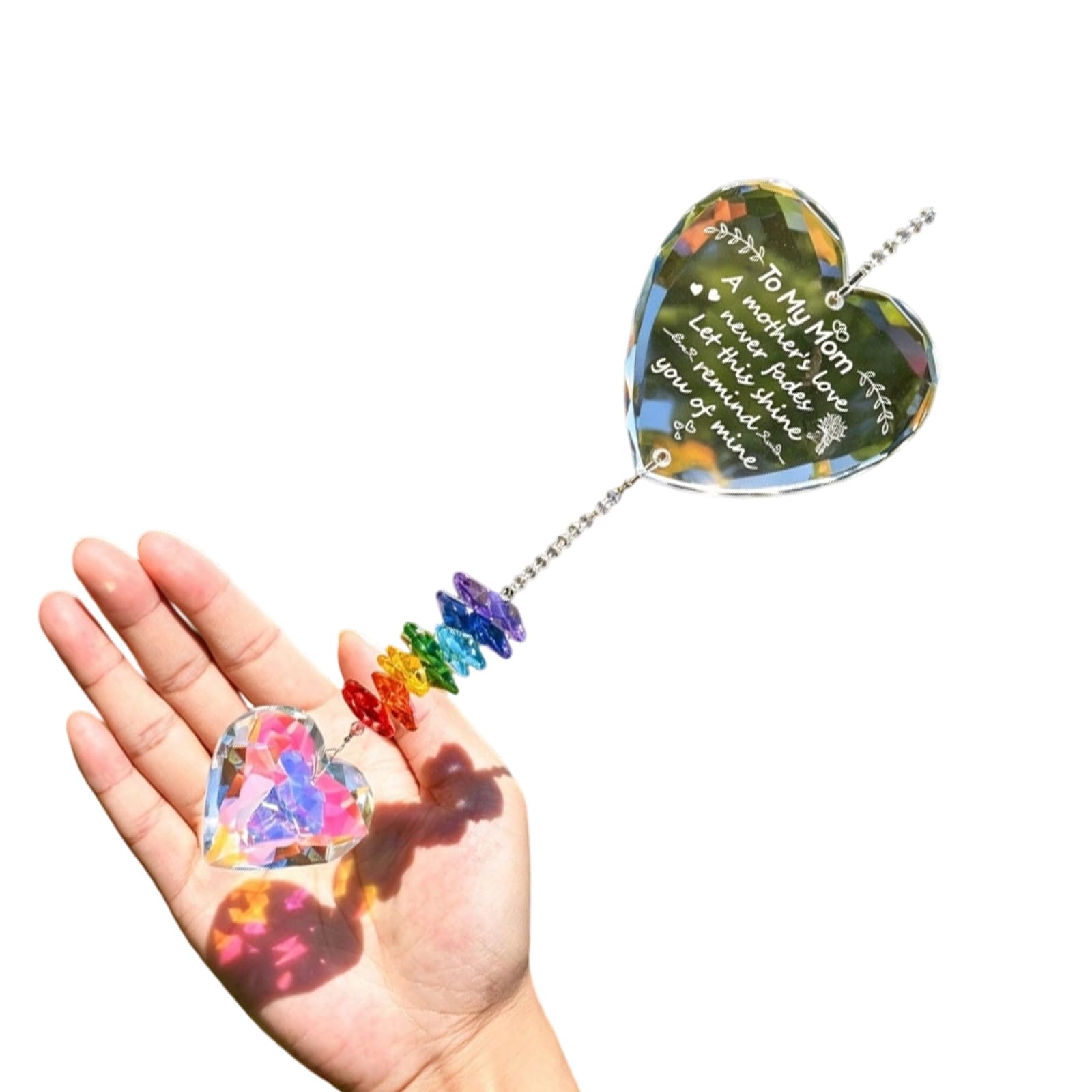 Xagmodshn F Mothers ' Day Heart Wind Chimes Acrylic And Crystal Texture Delicate Design Hanging Pendant Or Indoor Window Decoration Spectrum Wind Toll