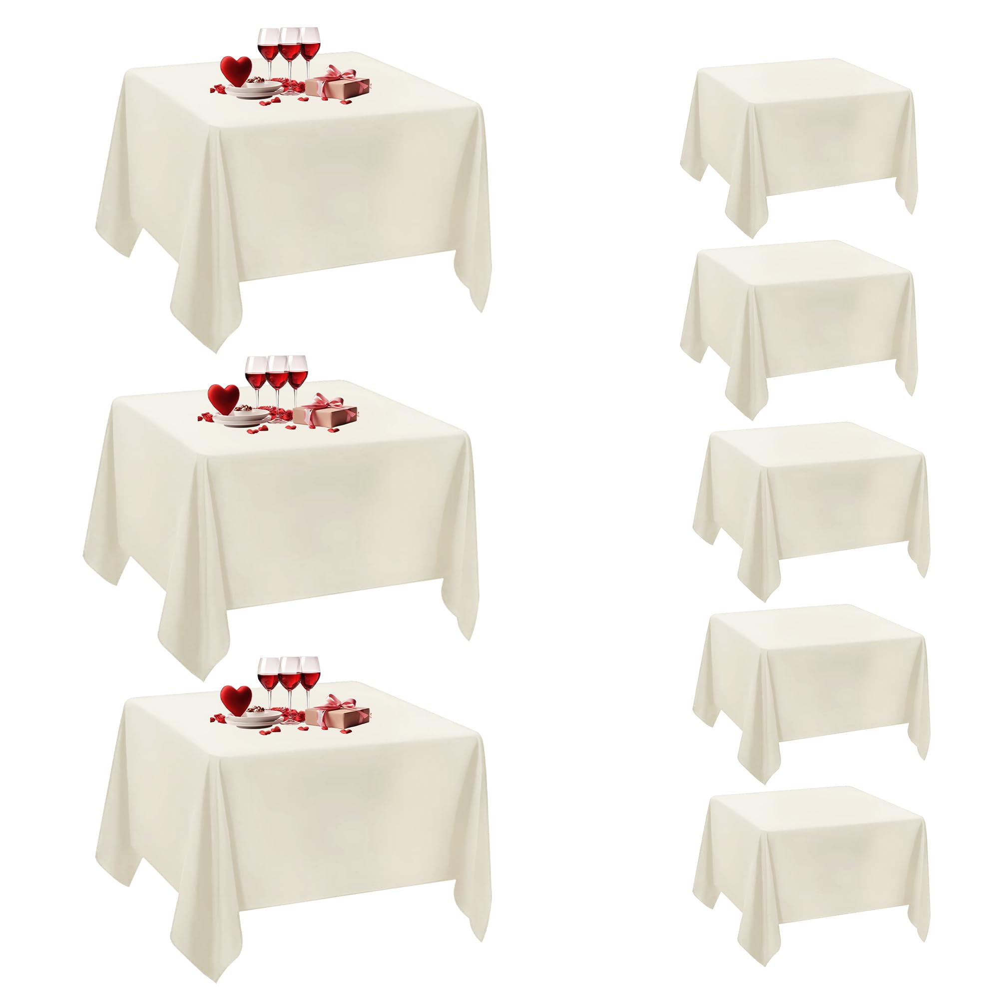 Nappe carrée ivoire infroissable pour supprimer le repassage des tables de mariage