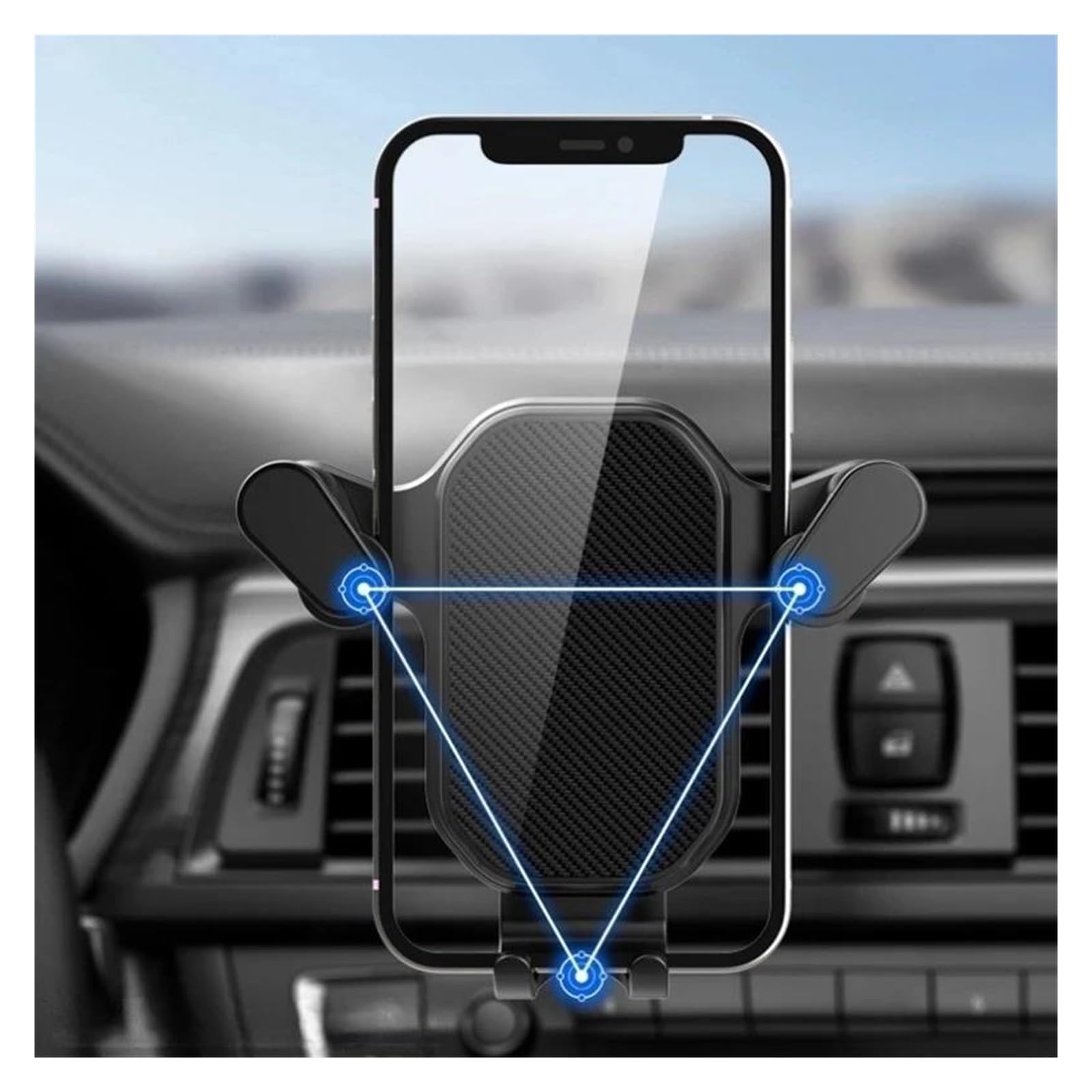 Supporto anticaduta per auto per presa d'aria per cruscotto dell'auto per telefono cellulare e navigatore satellitare(Black A)