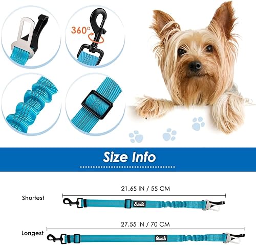 Miniatura 6 de Lukovee Correa de cinturón de seguridad para perros para automóviles, paquete de 2 cinturones de seguridad para mascotas con hebilla ajustable y