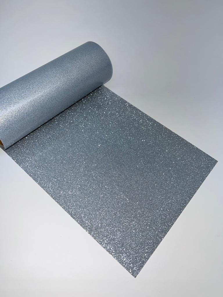 Glitter Heat Transfer Vinyl Full Roll 20" or 10" x 27 Yards -6 Colors- Iron-ON HTV (10" x 27 Yards, Silver)
