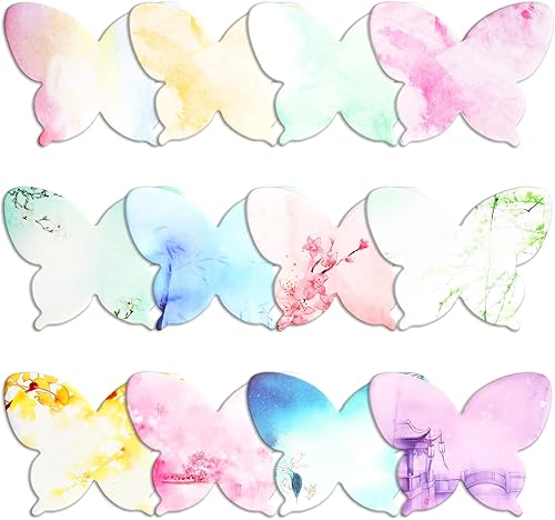 Breling 360 notas adhesivas con forma de mariposa lindas notas autoadhesivas de acuarela de colores, notas adhesivas para recordatorios, estudio,