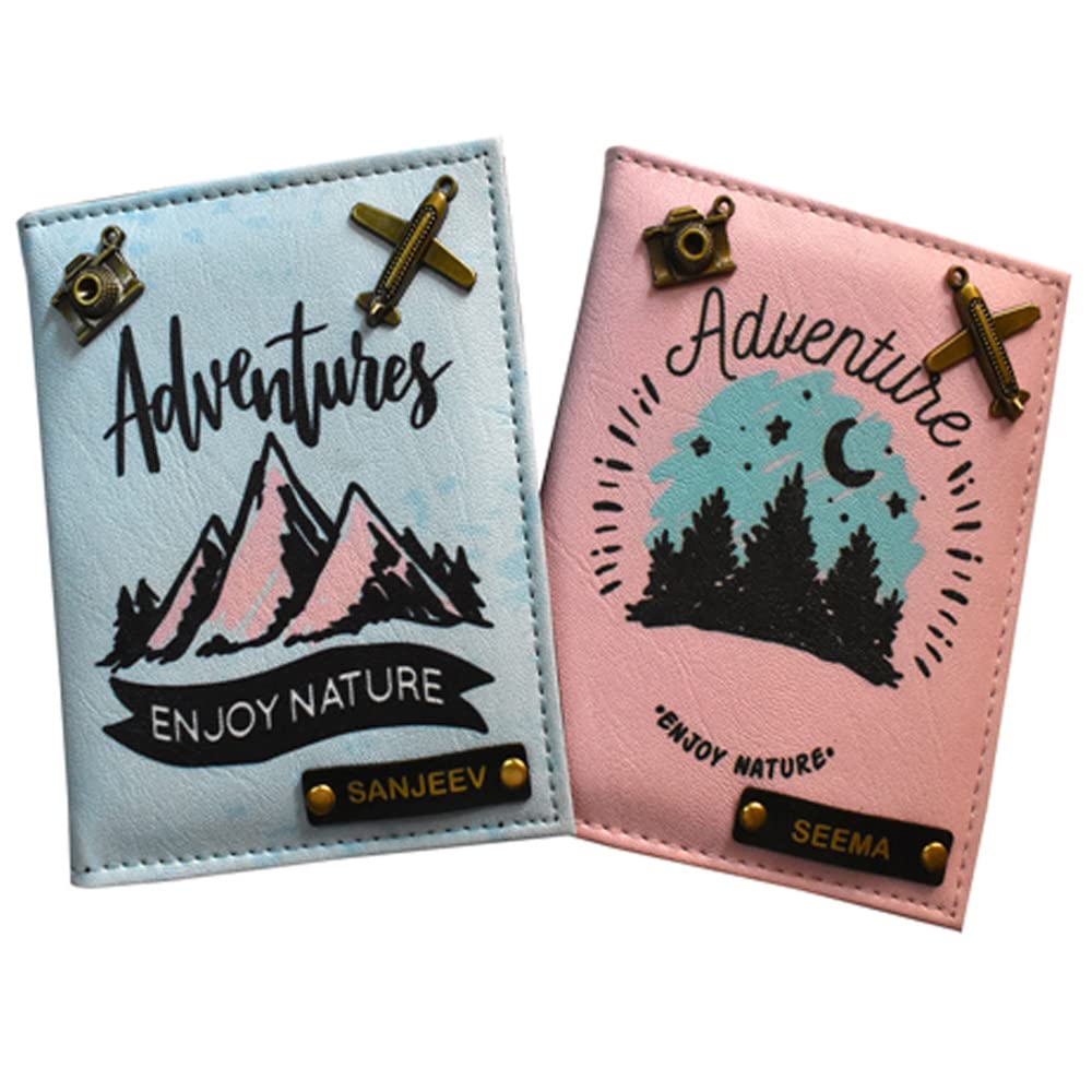 GIFTSCLUB Blue Leather Unisex Card Holder (GACPP), Blue and pink, Casual