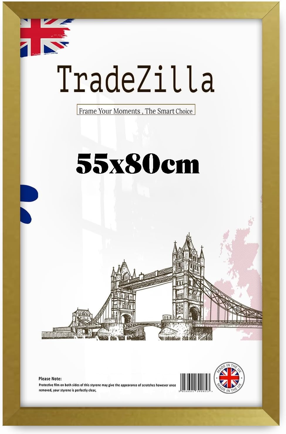Tradezilla Gold Mdf Poster Frame 55X80 Cm | Stylish Eton Wood Finish | Ideal For Posters, Digital Prints & Photography | Beautiful Wall Décor For Home & Office - (Gold)