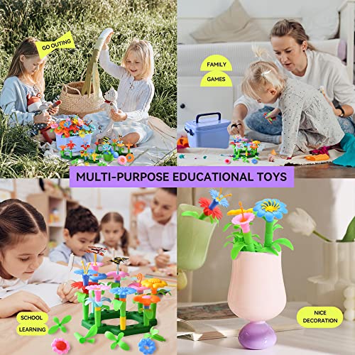 Bellochiddo 148Pcs Flower Garden Building Toys For Girls With Storage Case - Gifts Toys For Girls 3 4 5 6 7 Year Old - Educational Stem Toy And Preschool Garden Play Set For Toddlers #TOP3