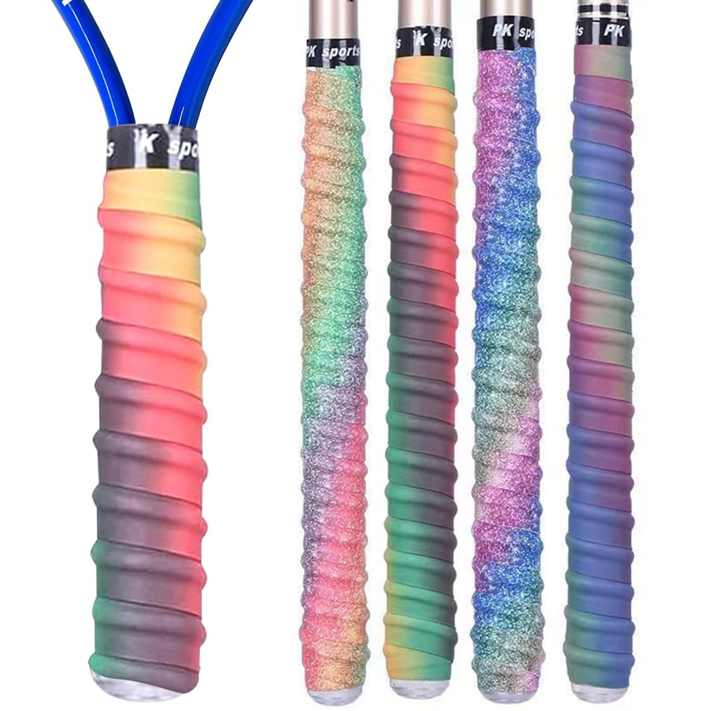 Proberos® 4Pcs Tennis Racket Grips, Fancy Dazzling Tennis Racket Overgrip PU Grip Tape, Tennis Grips, Tennis Racquet Overgrip, Badminton Racket Grip Tape for Racket Sports Pickleball Racket (B0D5D3X2TY) Amazon Price History, Amazon Price Tracker