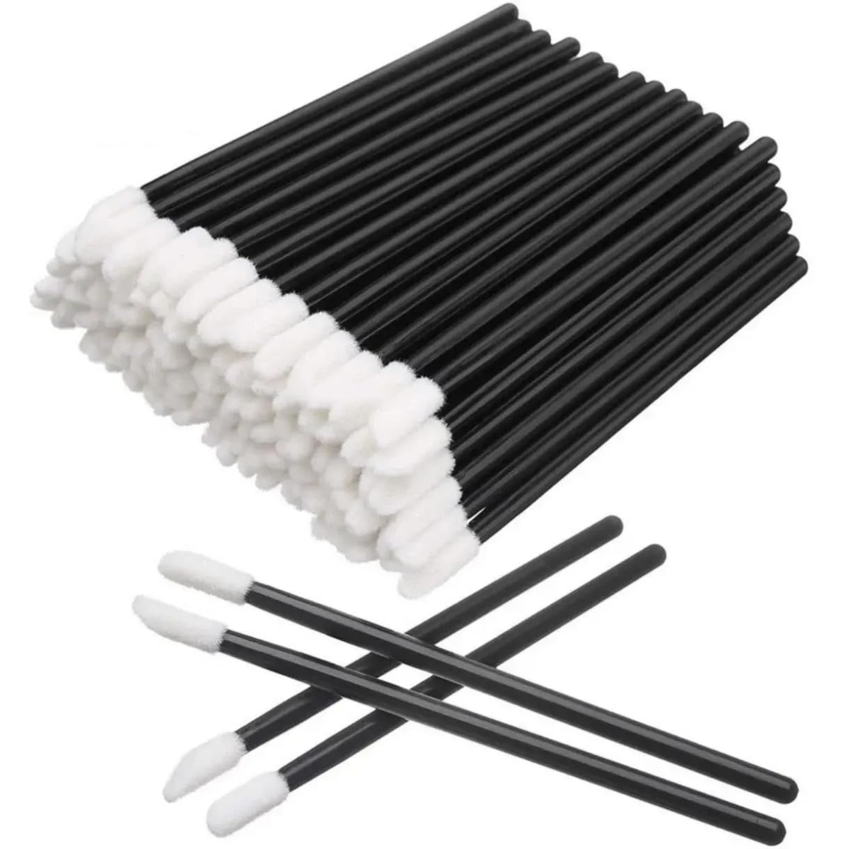 Sterling Disposable Lip Brush Pack of 50 | Lipstick & Lip Gloss Wands | Eyeshadow Brushes | Travel-Friendly Makeup Applicator Tool Kit | Black-picture-19