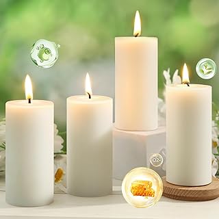 4 Pack Beeswax Pillar Candles,172 Hours Long Burning Pure Off-White Beeswax Candles,Unscented Bees Wax Candle for Home,Prayer,Dripless Smokeless Organic 100% Bees Wax Candle Bulk 2x4in