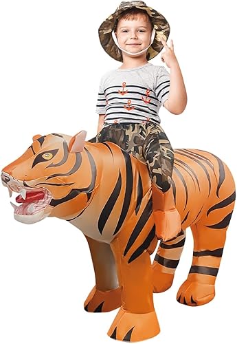 GOOSH Disfraz inflable de tigre para niños, disfraces de Halloween para niños y niñas, divertido disfraz inflable para fiesta de Halloween, cosplay