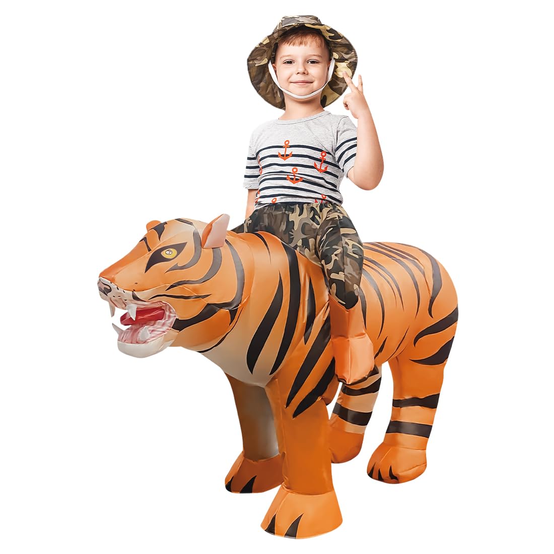 GOOSHInflatable Tiger Costume for Kids Halloween Costumes Boys Girls Funny Blow up Costume for Halloween Party Cosplay