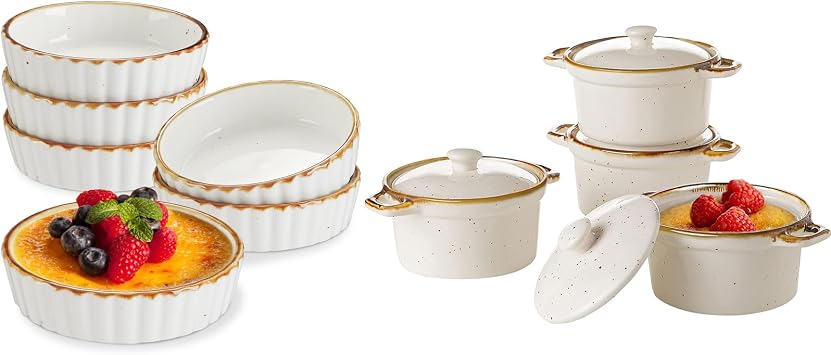 Versatile 4 oz Ramekins and 6 oz Casserole Dish with Lid Set - Perfect for Baking, Serving, and Storing Your Culinary Creations