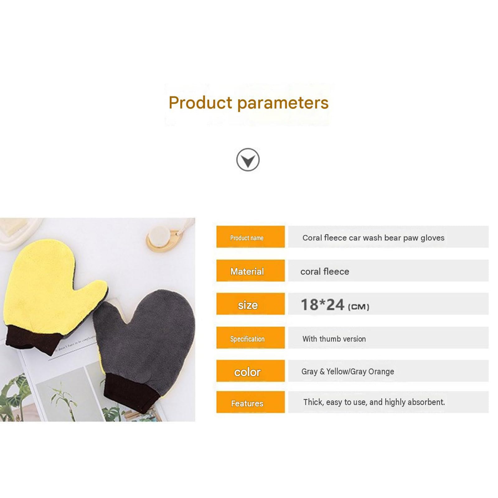 6 Stück Mikrofaser Waschhandschuhe, kratzfreie Autowaschhandschuhe mit Daumen & elastischem Bündchen, Wiederverwendbare Putzhandschuhe für Auto Aufbereitung，Yellow