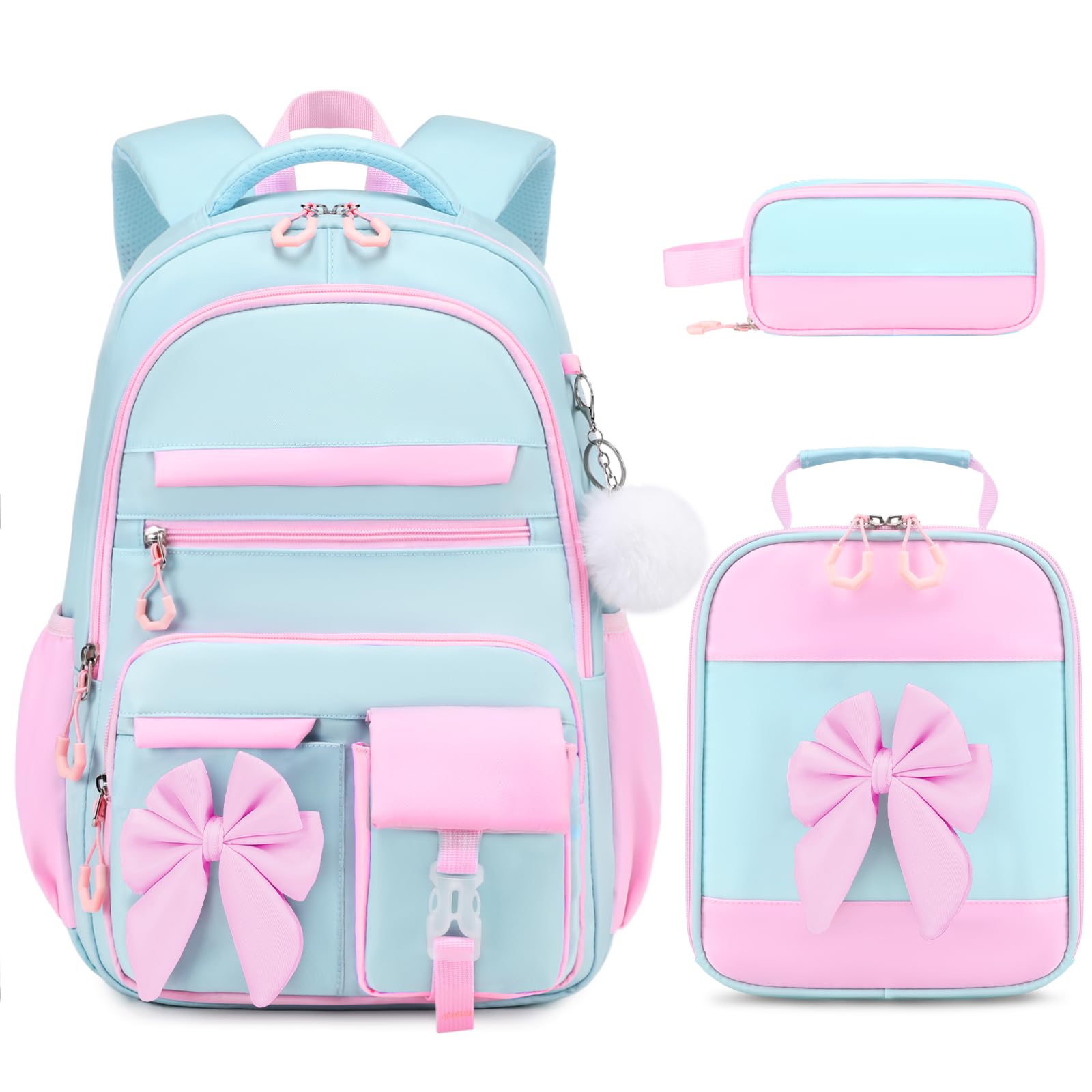DIGOBAY Backpack for Girls, Cute Girls Backpack with Lunch Bag Pencil Case