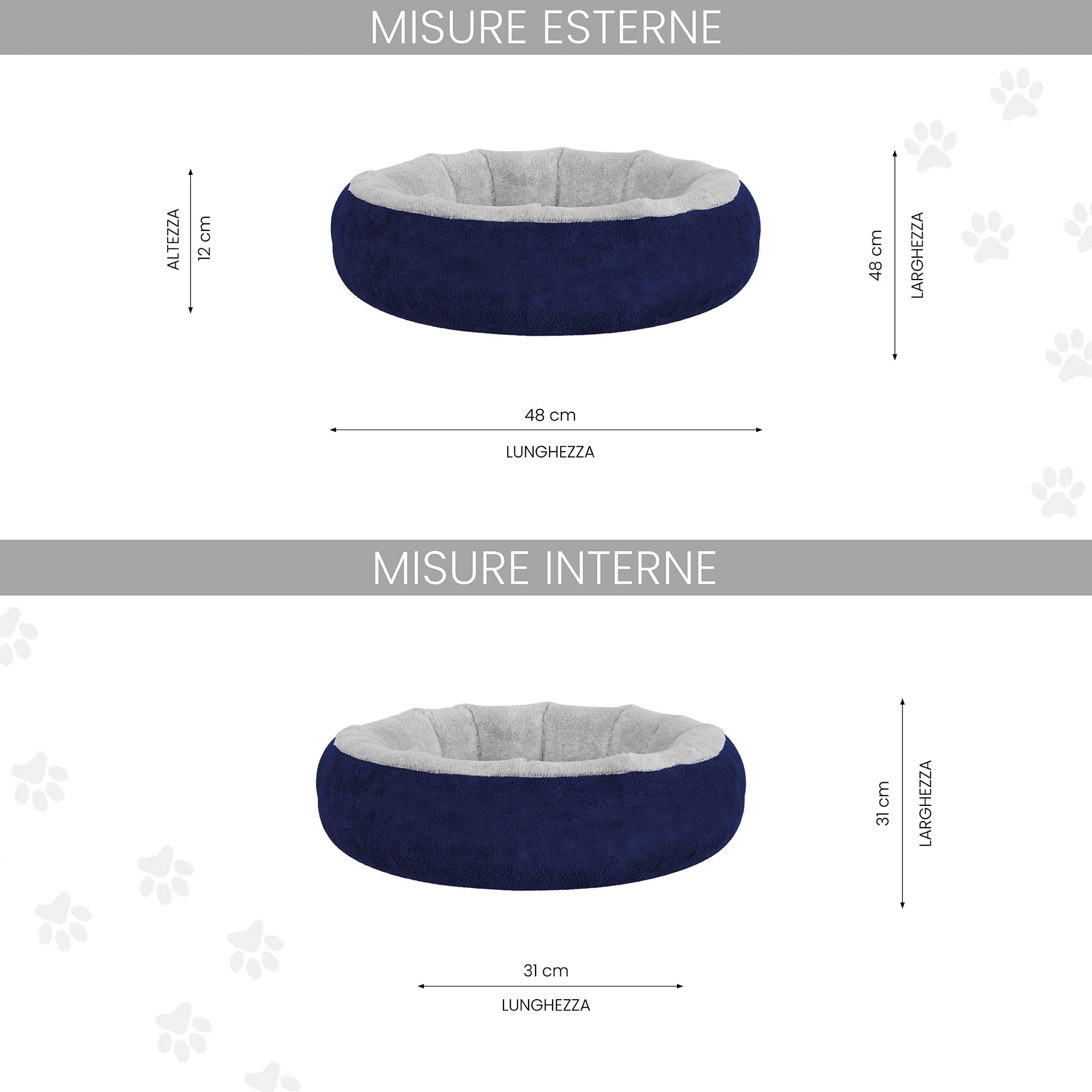 Cuccia Per Animali Sweety Rotonda - Morbida E Calda, Grigio Scuro 48x48 Cm - Foto 2