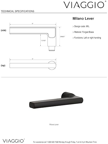 Miniatura 8 de Viaggio 630493 Quadrato Rosette 2-3/4" Backset con palanca Milano y cerrojo a juego en cromo brillante juego de entrada