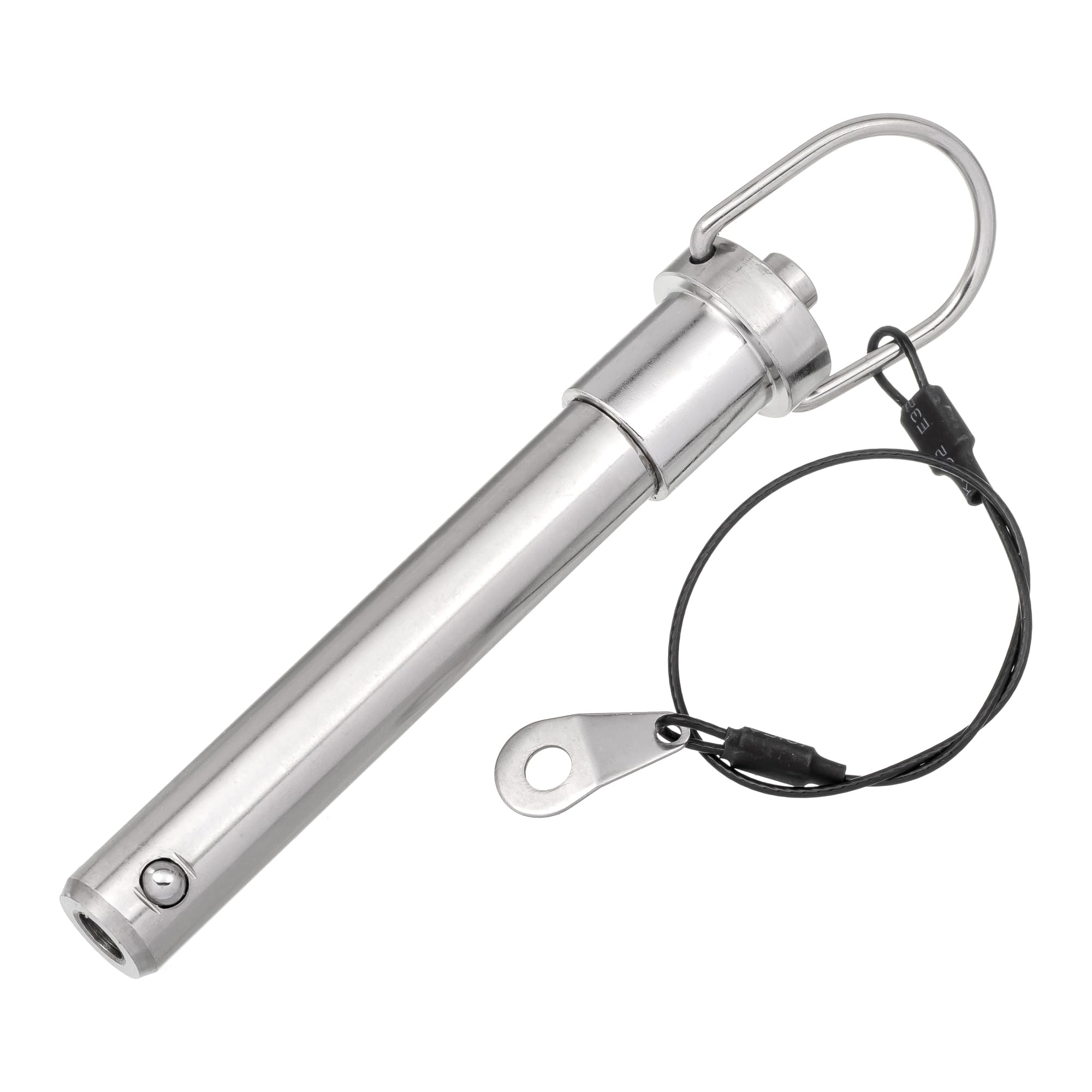 HALLMERS 16mm Pin Diameter 80mm Usable Length Quick Release Ball Head Pin Lock with 260mm Retaining Wire Cable - Stainless Steel - Self Locking Fasten Security Bolt Accessory Push Pull Fastening Tool