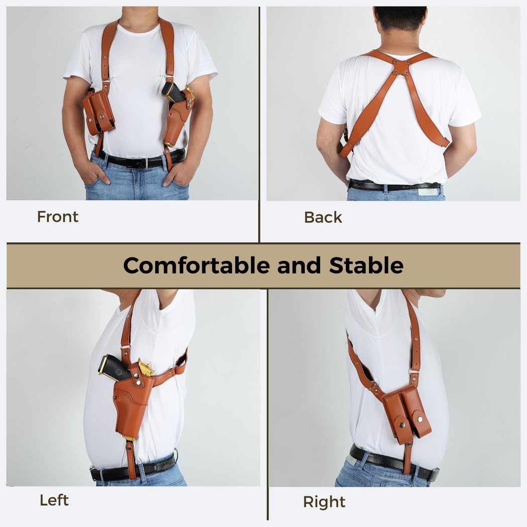 Leather Shoulder Holster for Men, Universal Vertical Concealed Carry Holster for Outdoors