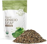 Vista 1 de Hoja de ginkgo orgánica cortada y tamizada, 4 onzas (Ginkgo biloba) Certificado USDA Bolsa resellable Empaquetada en los Estados Unidos