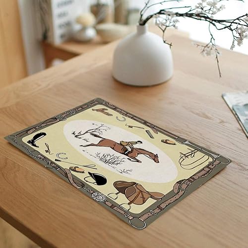 Miniatura 10 de Juego de 6 manteles individuales de porcelana azul china ornamental, diseño étnico, diseño de flores, antideslizante, para mesa de comedor y cocina