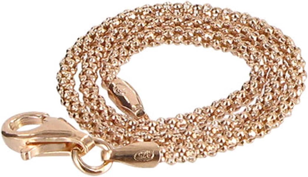 14k Rose Gold Over Italian Silver 1.6mm Popcorn Chain Vermeil Necklace