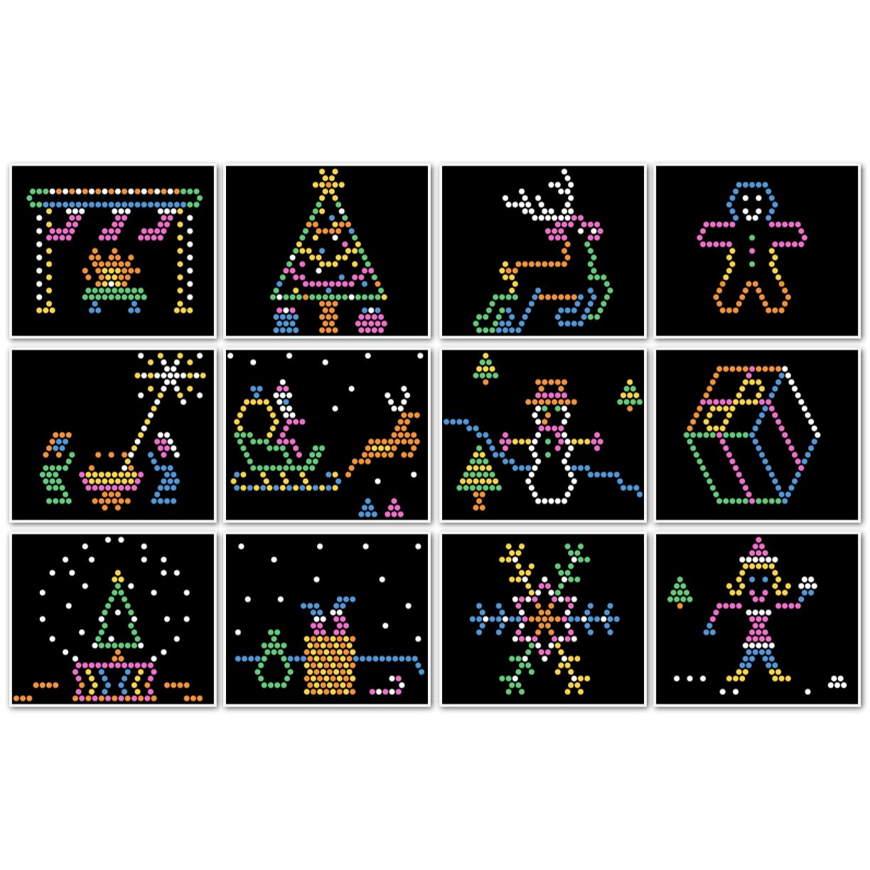 Christmas Theme - Pattern Refill Template Sheets for Lite Brite Ultimate Classic (12 Pack - 7"x8")