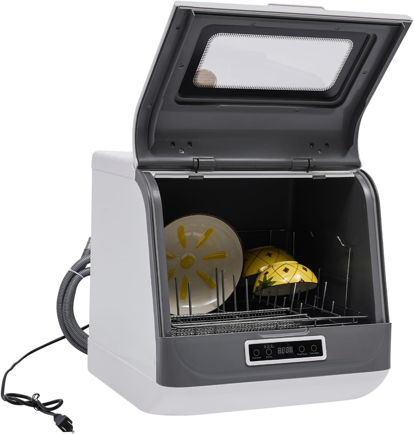 Portable Countertop Dishwasher Compact Dishwasher,3 Washing Programs,75°C Hot Air Drying,360° Rotating Spray,Automatic Mini Dish Washing Machine for House,Dorm,Apartment,RV