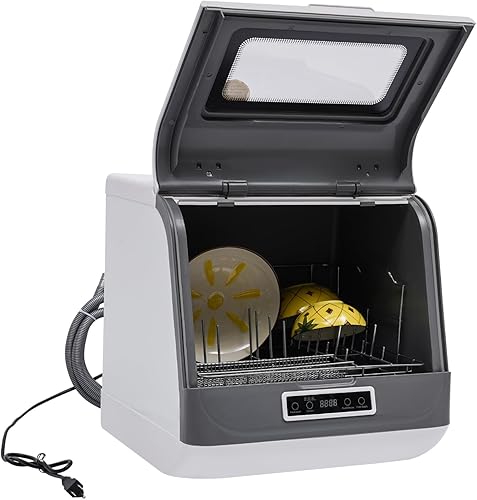 Lavavajillas portátil para encimera, 3 programas de lavado, función de secado al aire, máquina automática de limpieza de calefacción profunda para