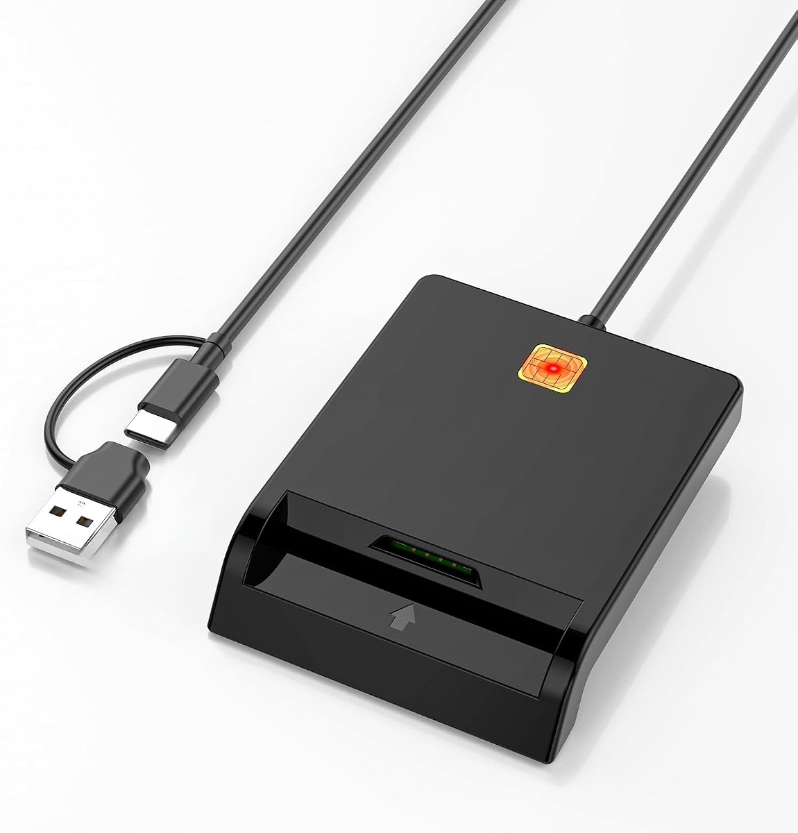 CAC Reader Military Smart Card Reader, USB-C & USB-A DOD CAC Card Reader | Compatible with CAC, PIV & Government ID Cards, Supports Windows 11/10, macOS, Plug & Play
