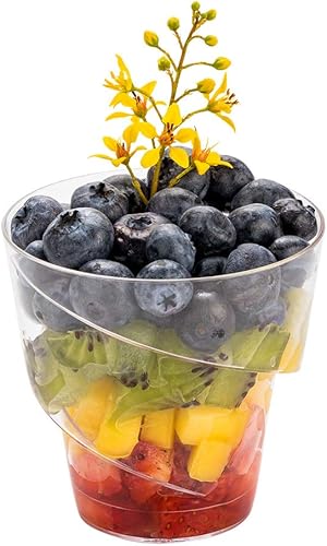 Miniatura 5 de Taza de plástico blanco para parfait de 4 oz - con tapa - 2 14" x 2 14" x 3 14" - Caja de 100 unidades - Utensilios de restaurante, RWP0451W