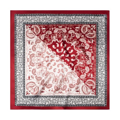 Image of 35 inch Men's Silk Cowboy Scarf - Oversized Western Bandana Neckwear, Large Square Scarf with Gift Packaging