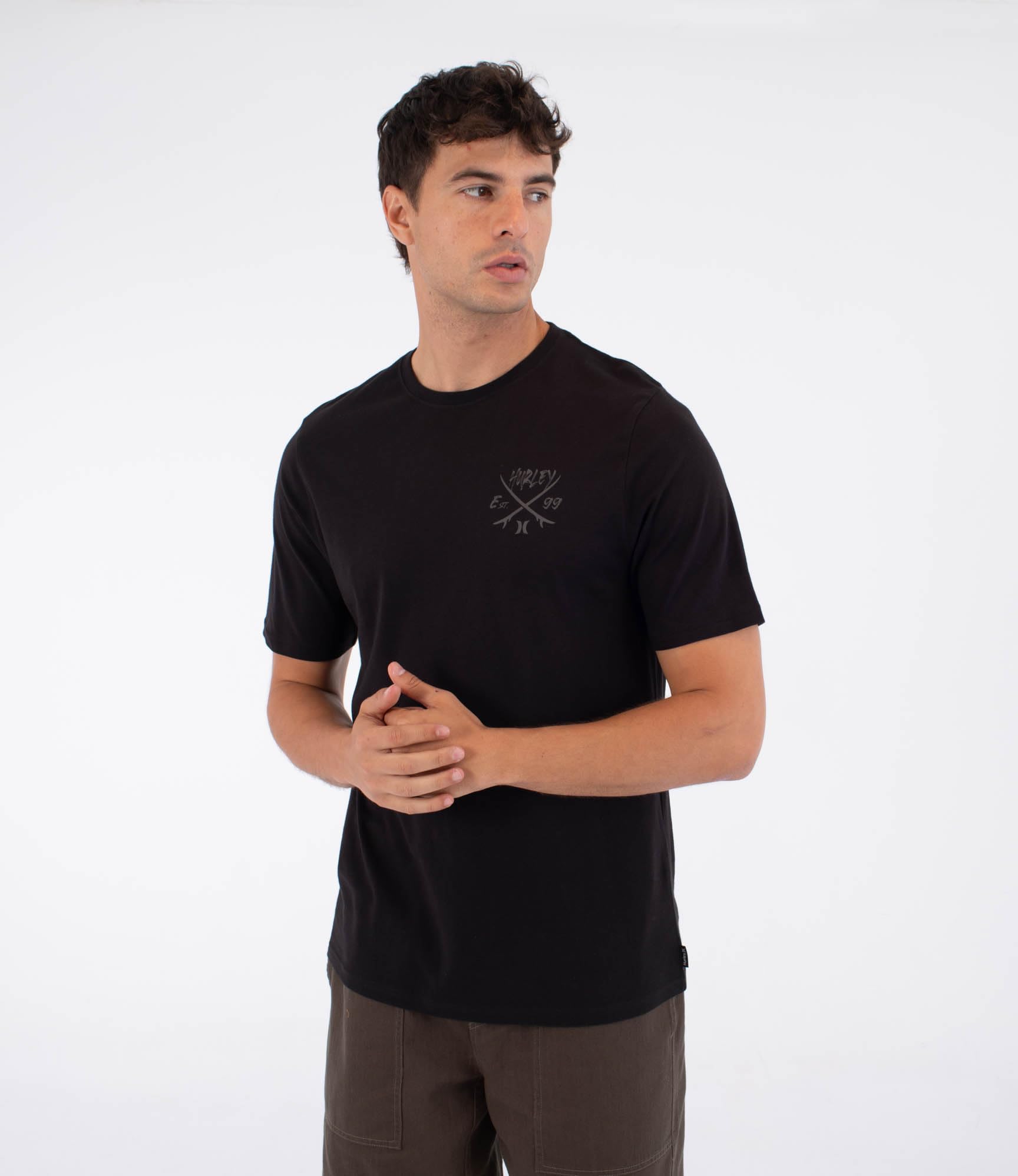 Hurley Mens Short Sleeve Printing Press Evy T-Shirt, Black, S EU