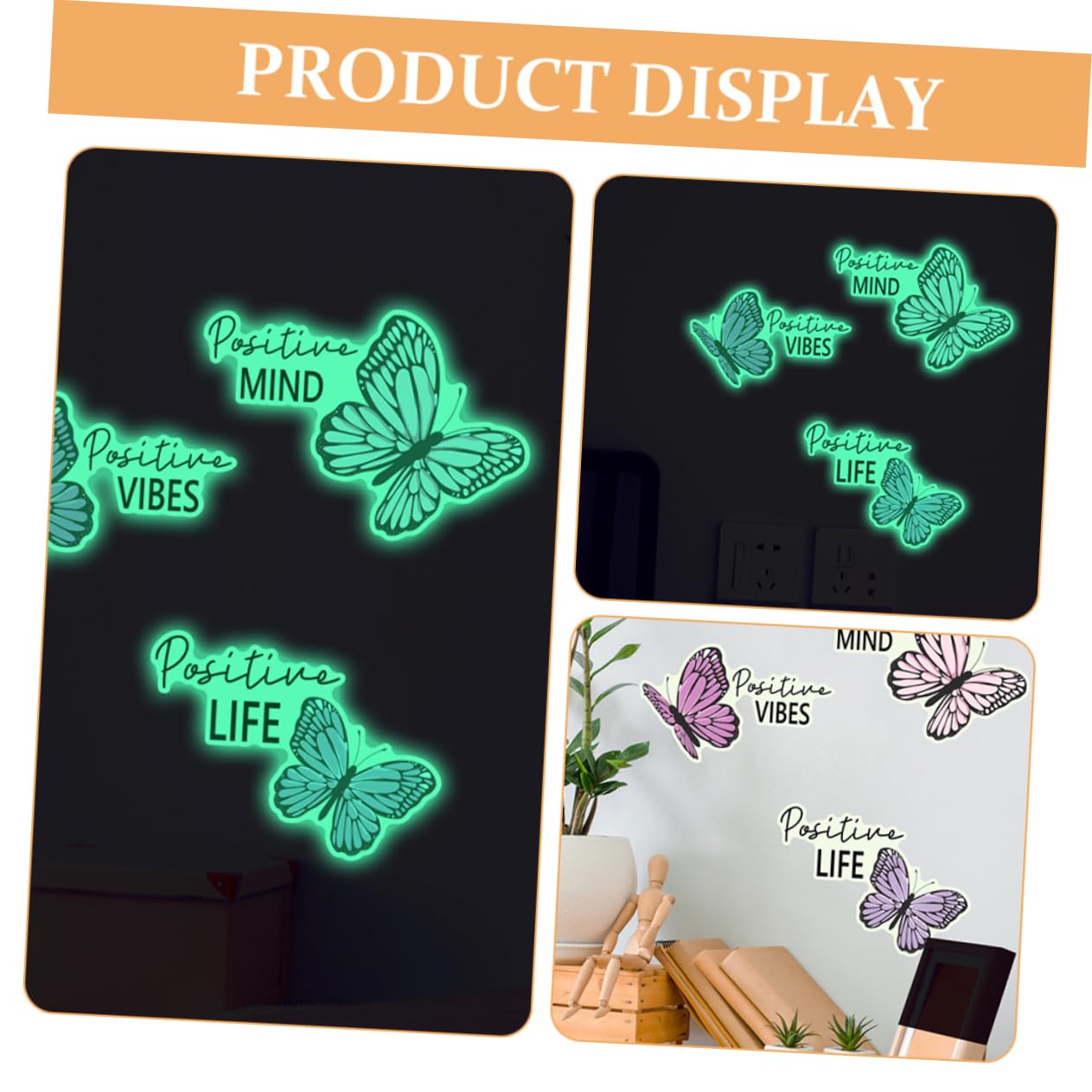 SHINEOFI 10 Set Adesivo da parete luminoso decorazioni buio adesivi a parete Arredamento da parete per decalcomanie adesive da parete decalcomanie di farfalle adesivi luminosi pvc