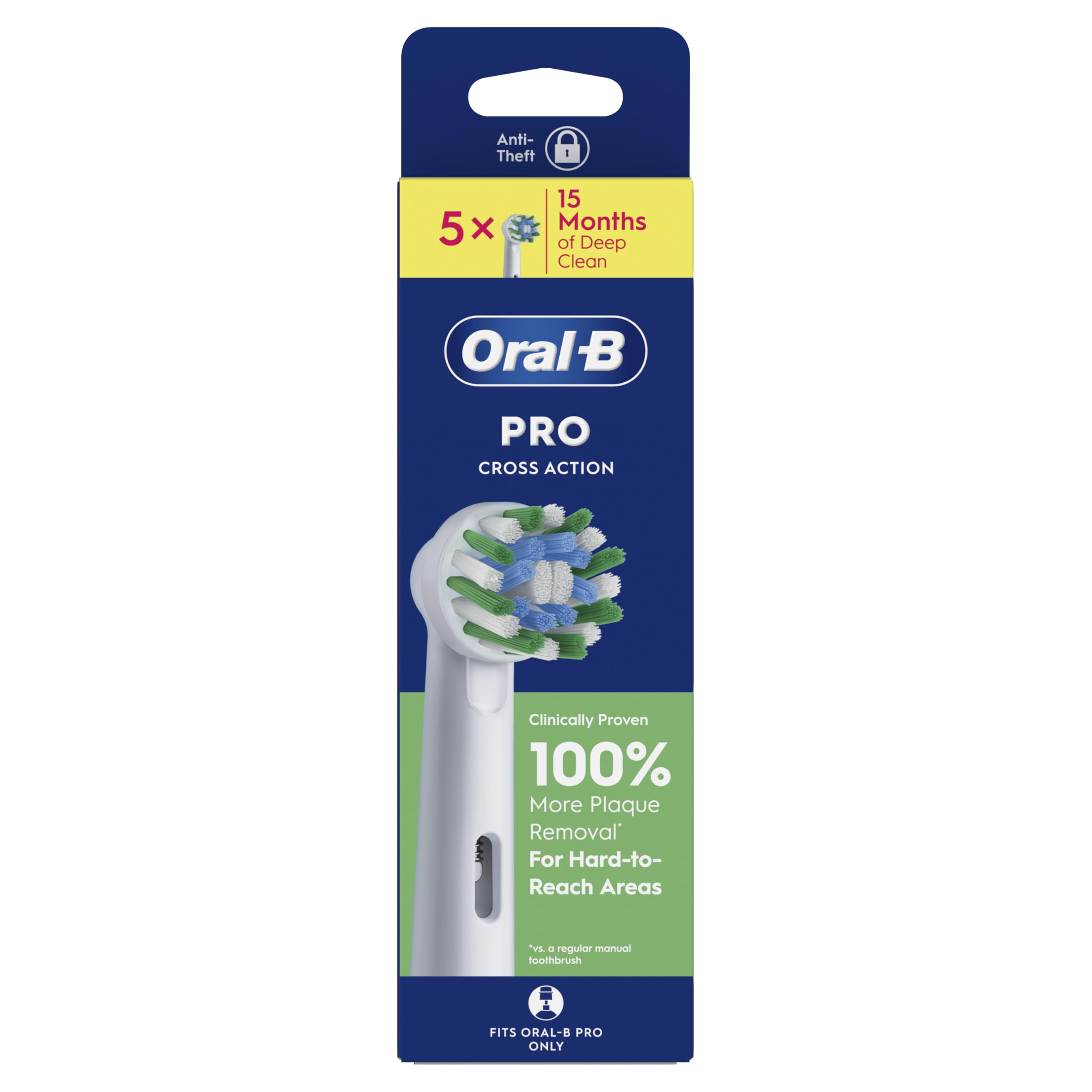 Oral B Pro Cross Action - Cabezales de cepillo de dientes eléctrico, 5 piezas, color blanco