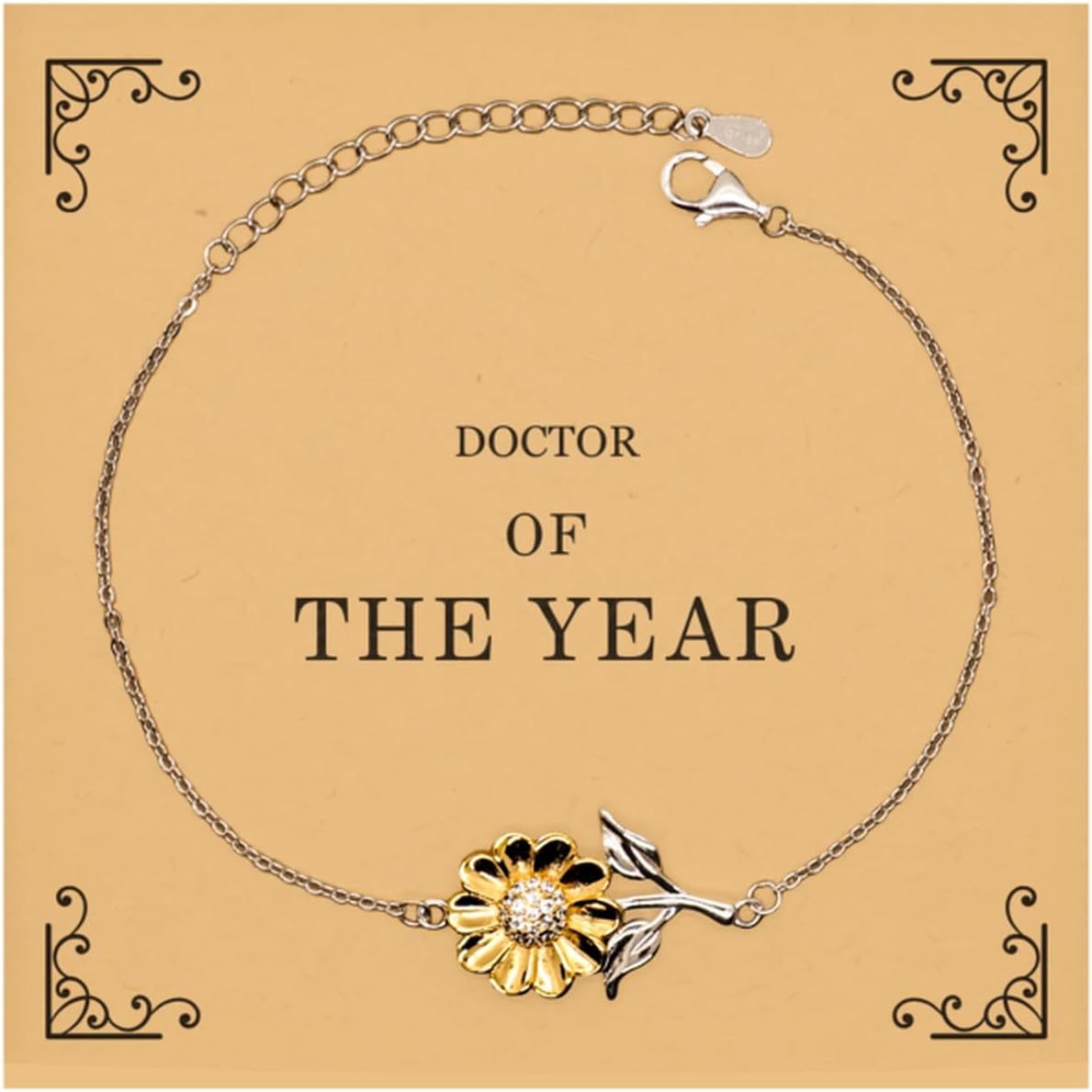 Doctor Gifts. Doctor Of The Year. Unique Sunflower Bracelet for Doctor. Unique Birthday Inspirational Gift