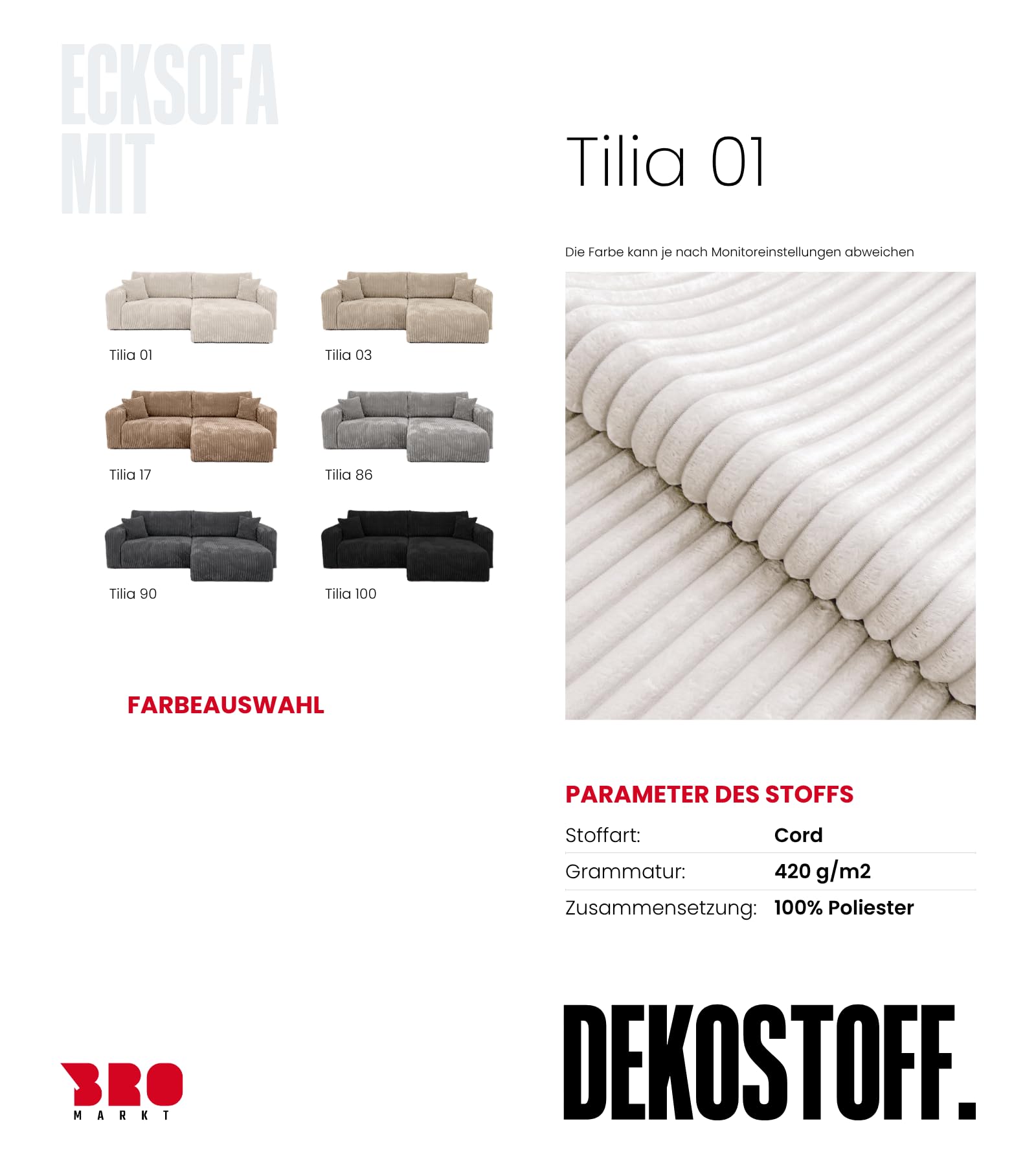BROMARKT Ecksofa mit Schlaffunktion und Bettkasten 125x200cm L Crème | Schlafsofa mit Stauraum und Kissen Eckcouch Sofa für Wohnzimmer Wohnlandschaft 3 Sitzer Universell freistehend Couch TILIO