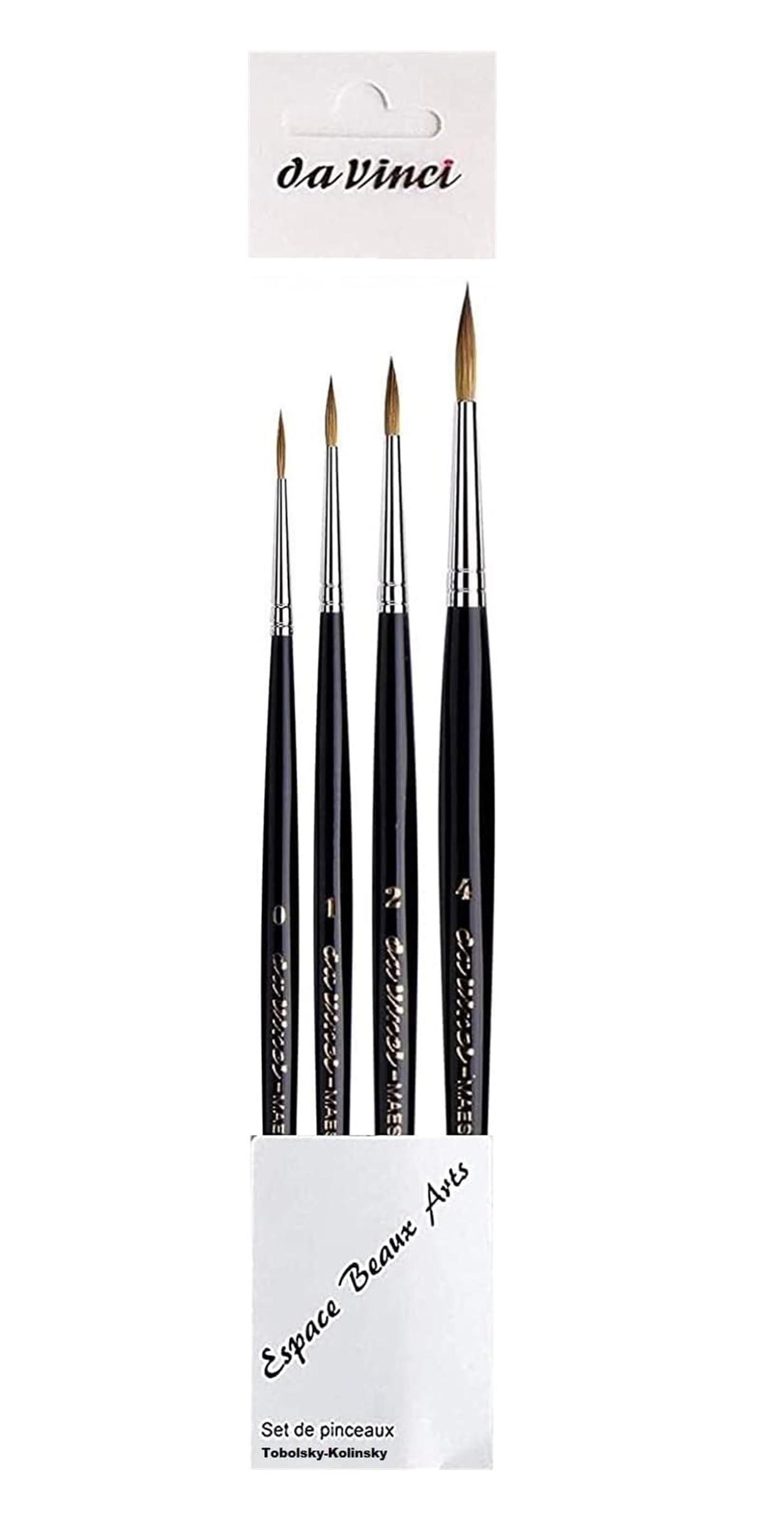 Da Vinci Maestro Serie 10 Tobolsky-Kolinsky Set di 4 spazzole per capelli di martora Misura 0 .1 .2 .4