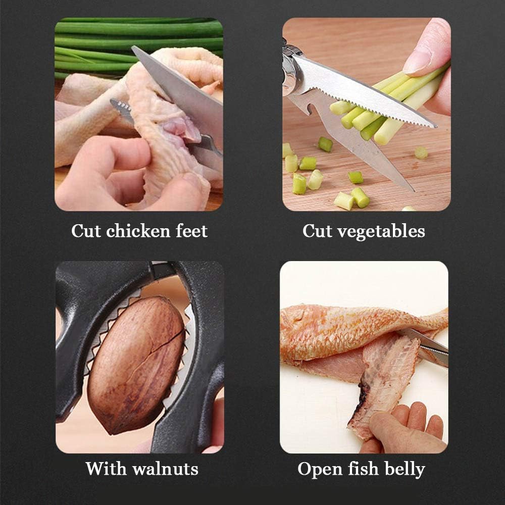 Kitchen Scissors 2 Pieces Cooking Scissors Easily Multifunctional Stainless Steel Scissors Cut