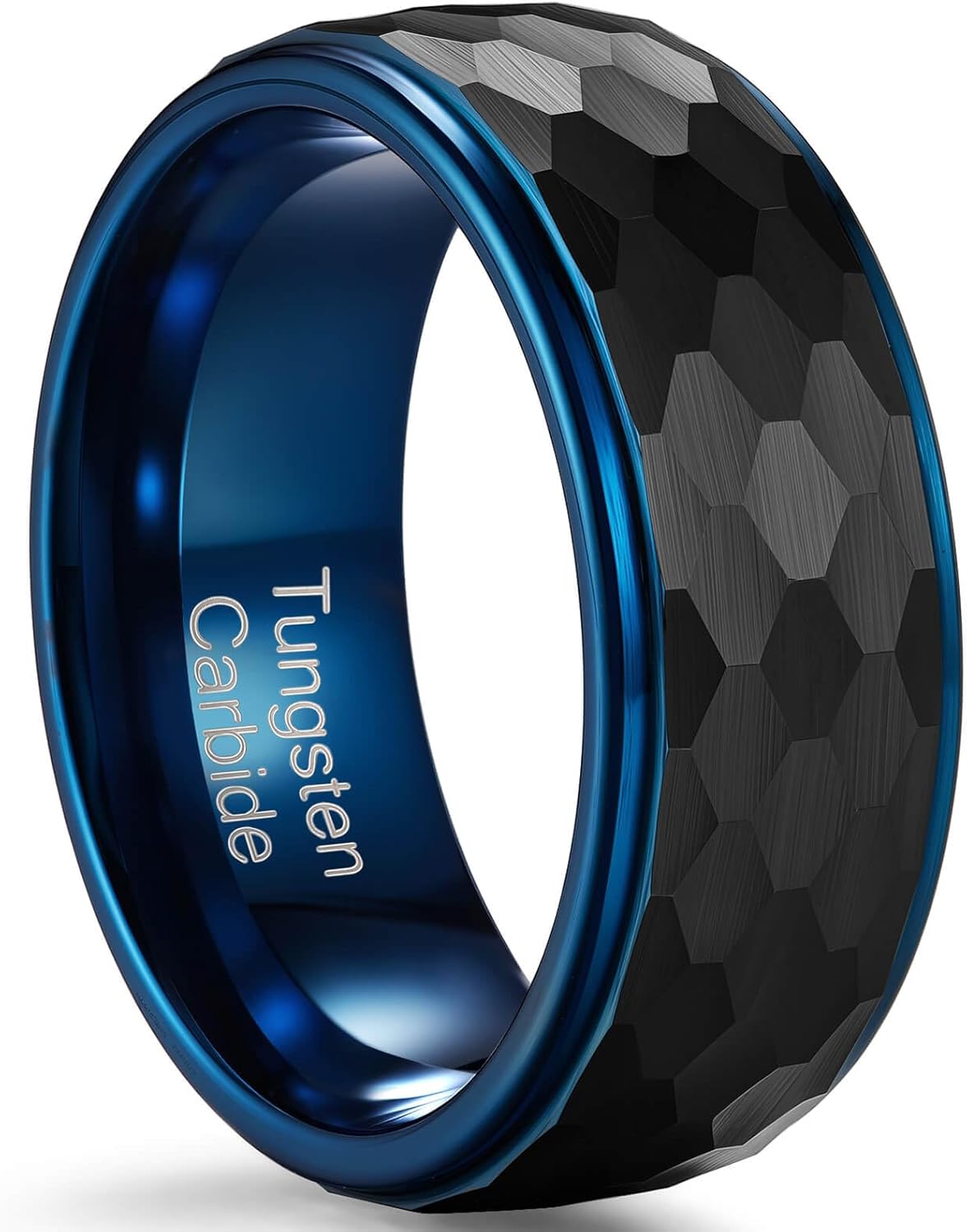 Men's Tungsten Wedding Ring - 8mm Tungsten Ring, Comfortable Fit, Center Groove, Fashionable Gold Blue Black, Suitable for Grooms