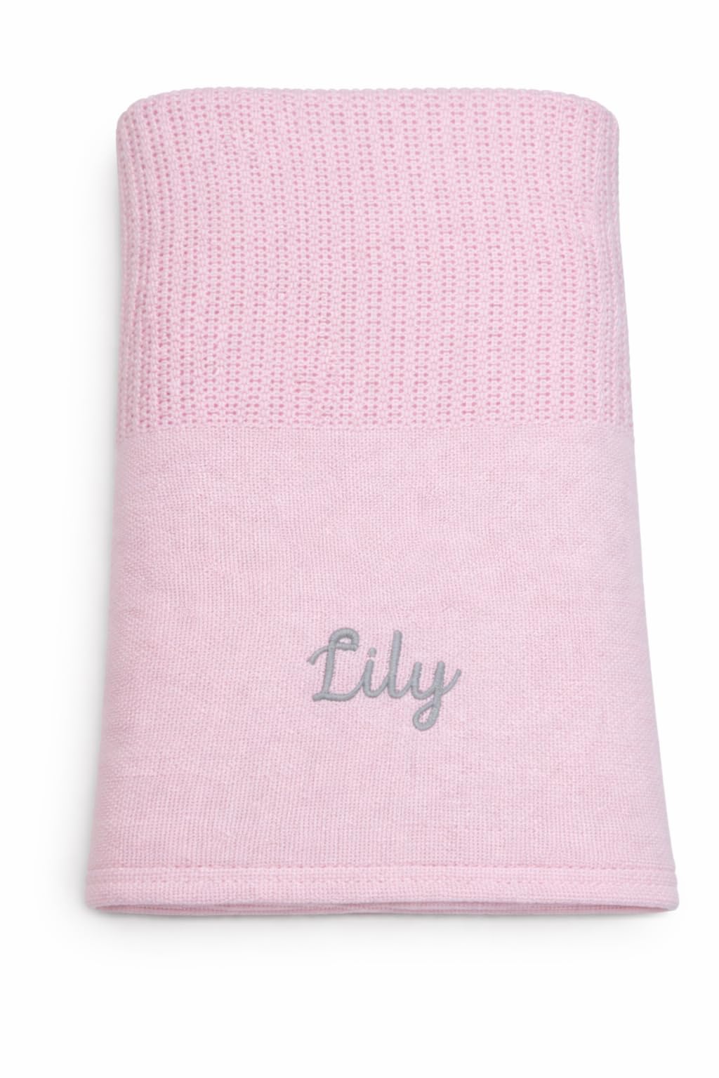 Lobeko Personalised Cellular Baby Blanket with Embroidered Name – 100% Cotton Soft Breathable Newborn Blanket, Pram Crib Moses Basket Blanket, Hot Air Balloon Design, 70x110cm (4 Colours) (Baby Pink) — view 4