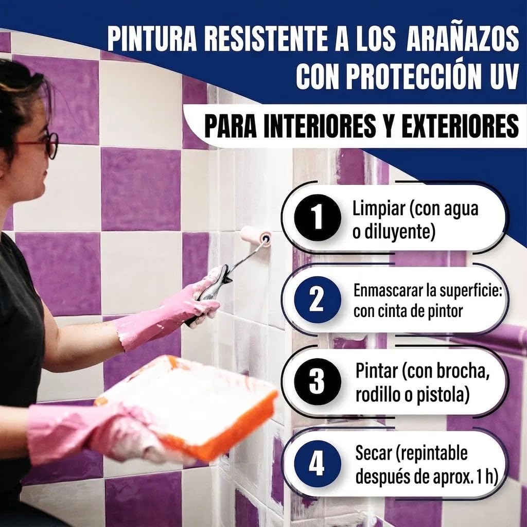 Hamburger Lack-Profi - Pintura para azulejos, color gris RAL 7021, para azulejos de suelo y de pared con Lackier-SET (X300) y dilución // Hamburger Lack-Profi (2,5 L)