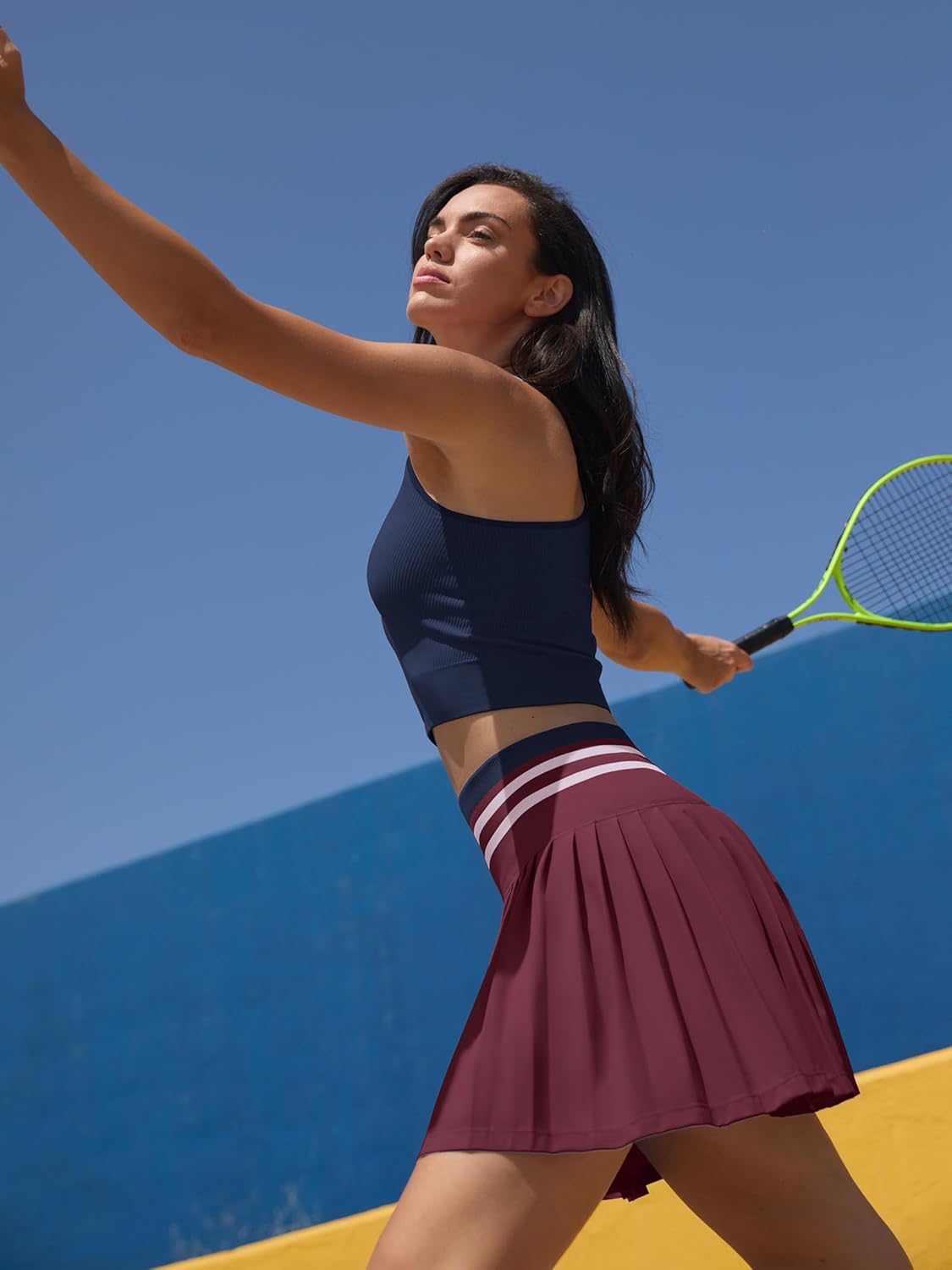 ATTRACO 2 Piece Tennis Dresses for Women High Waisted Pleated Skirt Sets Seamless Colorblock Golf Outfits - Image 3