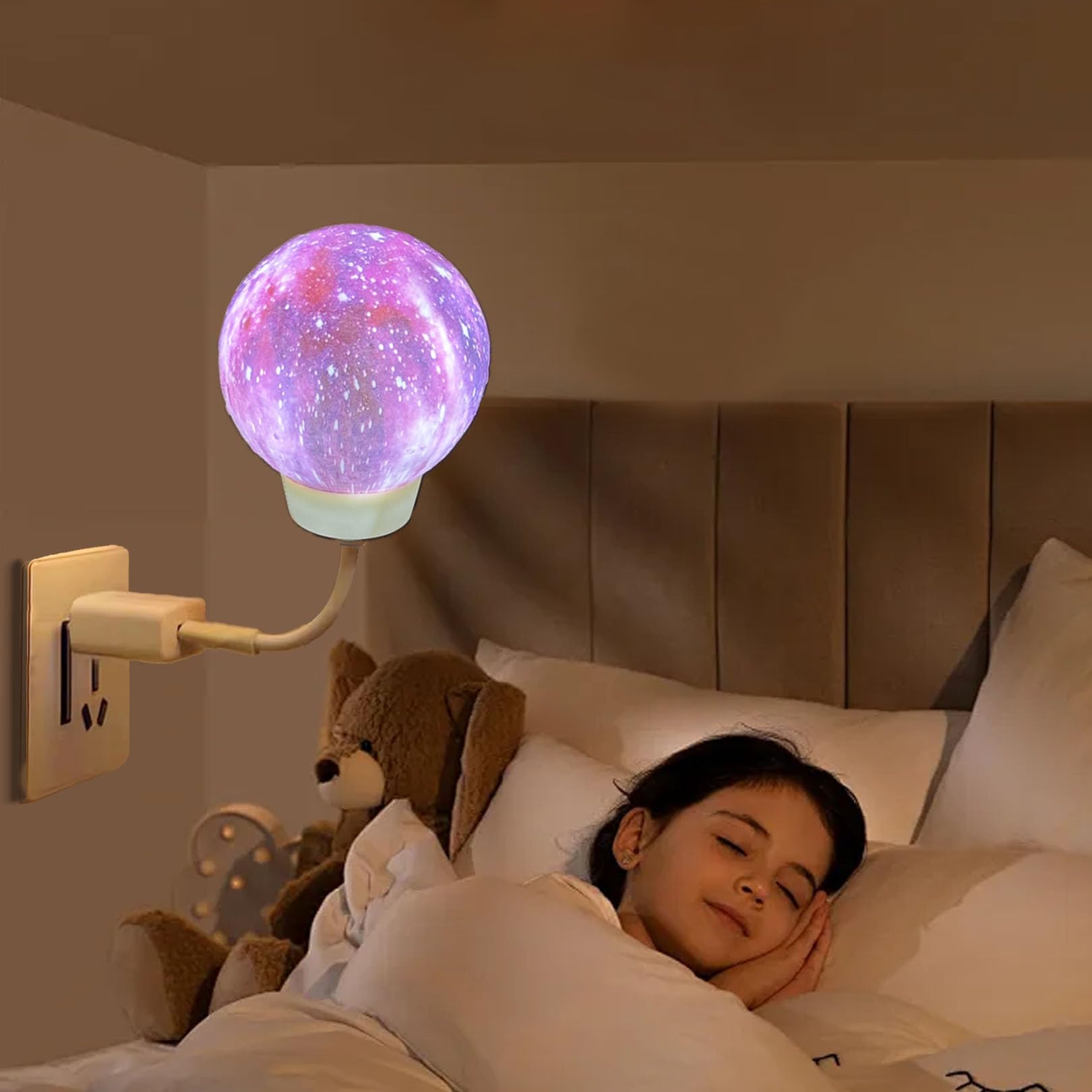 EMINGSKY Night Light for Kids,Voice Control Moon Lamp for Nursery-USB Plug-in Dimmable Color Changing Timer Bedroom Bedside Portable Cute Light Christmas Birthday Gift for Kids,Room Decor(Pink)